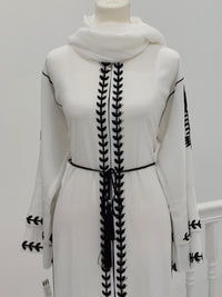 White Abaya With Black Studs