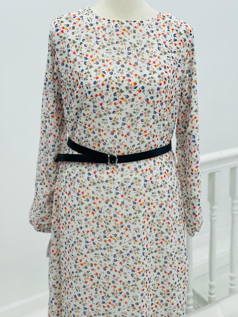 Floral Print Off White Dress