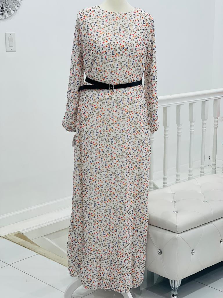 Floral Print Off White Dress
