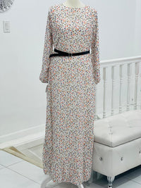 Floral Print Off White Dress