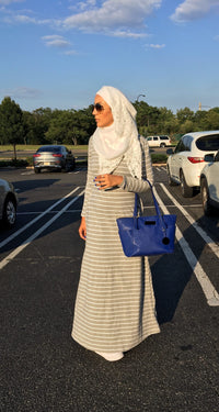 Striped Jersey Modest Dress
