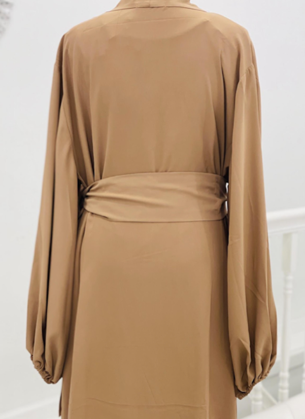 Open Front W/ Pckt Plain Brown