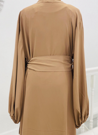 Open Front W/ Pckt Plain Brown