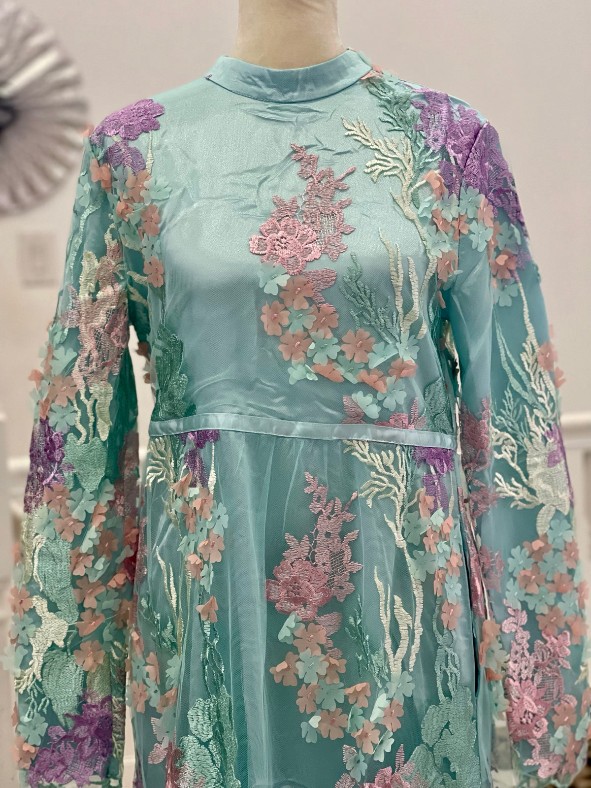 Aqua Emb Raised Dress Precious Noor Aqua Emb Raised Dress Precious Noor