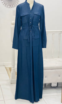 Denim Dress Abaya Dark Blue