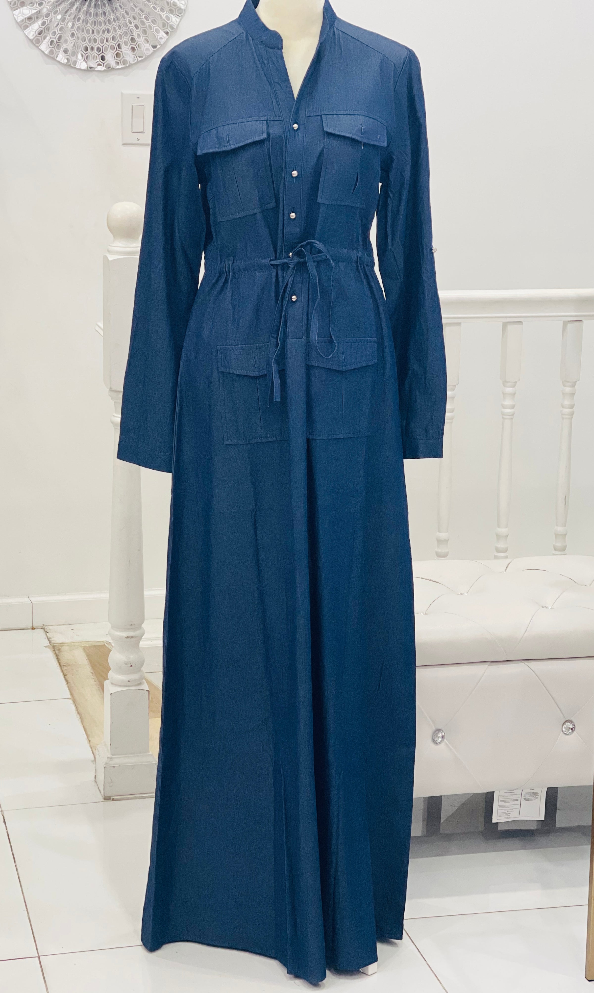 denim abaya dress Denim Dress Abaya Dark Blue Precious Noor