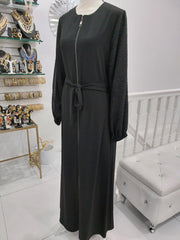 Black Abaya Front Zipper