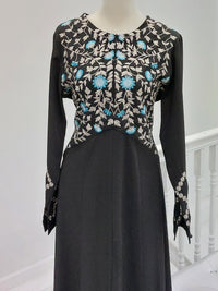 Abaya Teal Embroidery Black