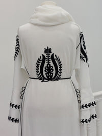 White Abaya With Black Studs