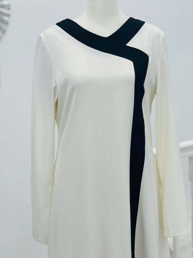 W & B Abaya Lace White, Black