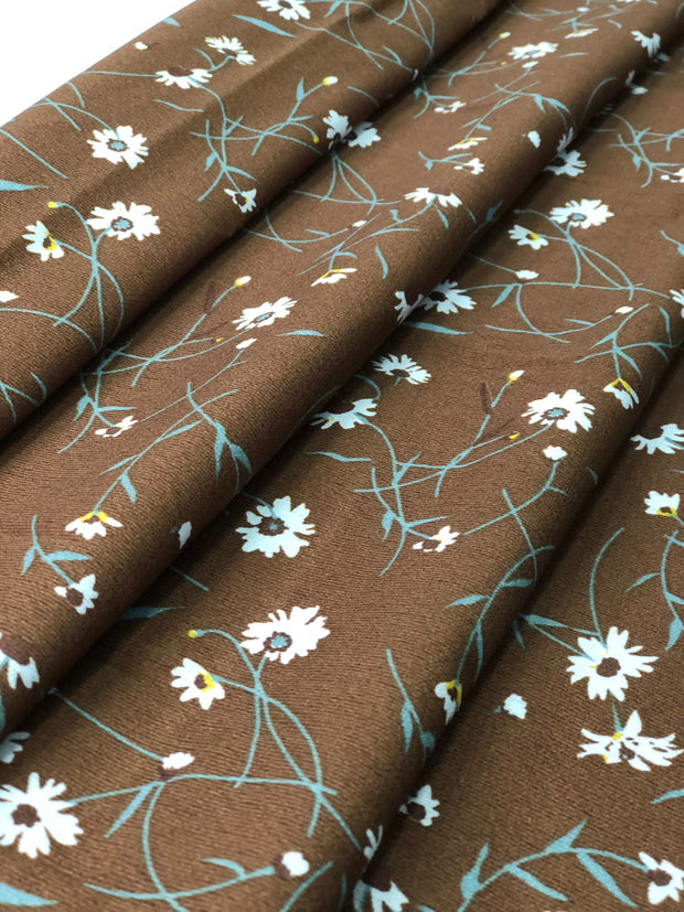 Khadija- Brown floral chiffon hijab