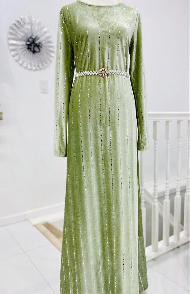 Maria Green Velvet Dress