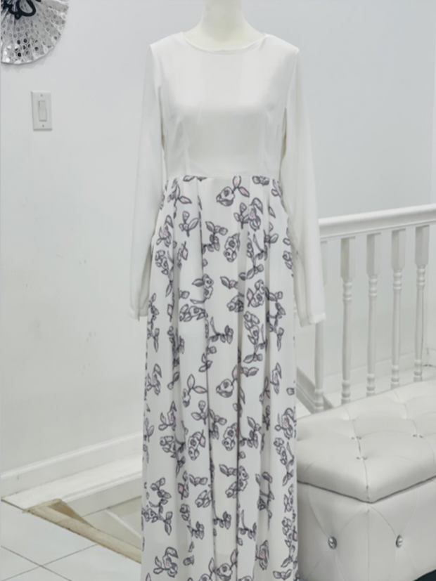 White Floral w/Pockets Dress