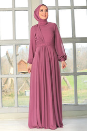 Pearl Chiffon Long Sleeve Maxi Dress