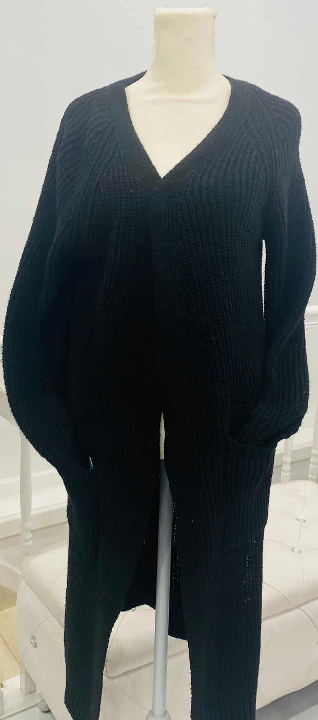 Laura  Sweater Hoodie Cardigan Black FS
