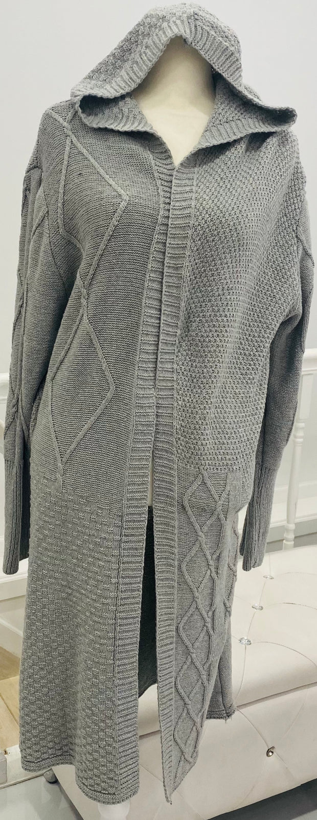 Laura  Sweater Hoodie Cardigan Grey FS